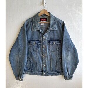 Vintage Wrangler Men’s Hero Medium Wash Denim Trucker Jacket 100% Cotton Size XL